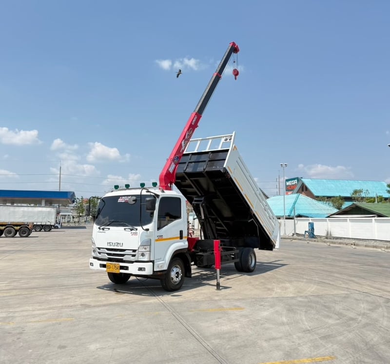 ISUZU FRR210 ปี66 ดั้มพ์ ติดเครน 3ตัน 3ปลอก