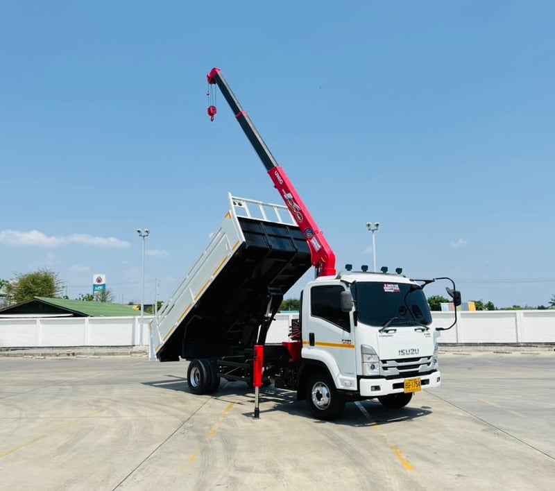 ISUZU FRR210 ปี66 ดั้มพ์ ติดเครน 3ตัน 3ปลอก