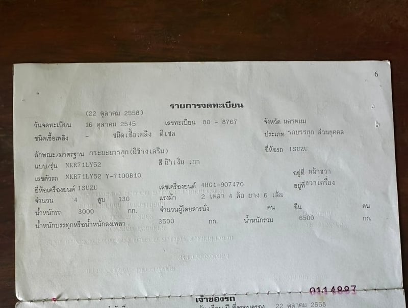 ISUZU NKR รถบรรทุก 6ล้อ กระบะคอกสูง ปี2002 เลขไมล์น้อยกว่า 500,000 กม.