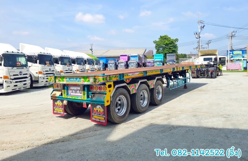 🚚💨 หางพื้นเรียบ สามเพลา อู่ เอส.ที ปี 2561 (9740)