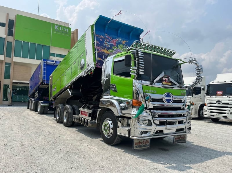 สิบล้อดั้มพ์ HINO FM1A 344 แรง ปี 2566 + หางดั้มพ์ สามเพลา อู่ ส.สมบัติ ปี 2566 (5902 5237)