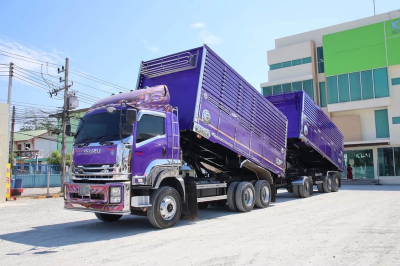 สิบล้อดั้มพ์ ISUZU FXZ 360 แรง ปี 2554 +  หางดั้มพ์ สามเพลา อู่ส.สมบัติ ปี 2555(9033,0857)