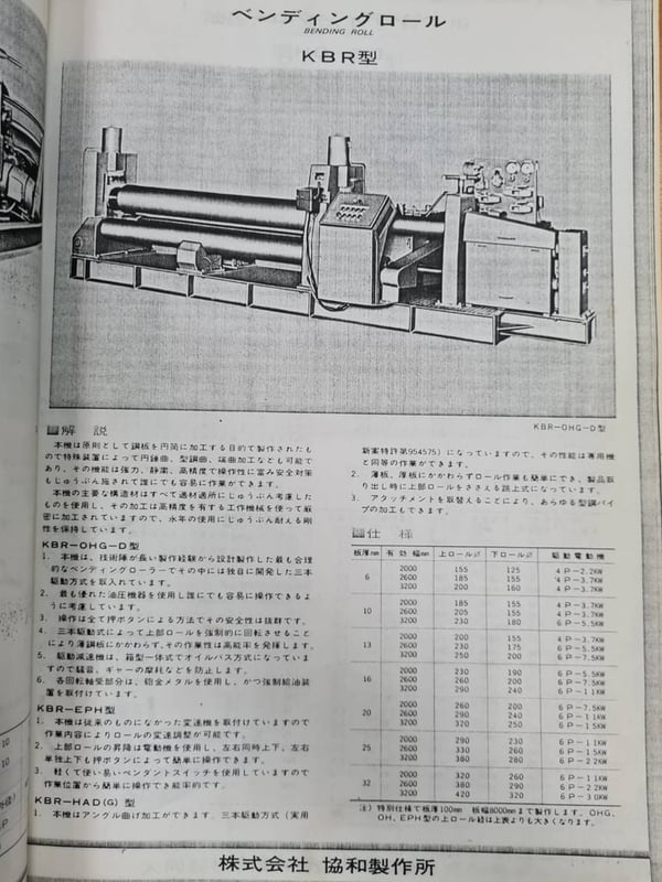 ขายเครื่องม้วน ญี่ปุ่น BENDING ROLL ''KBR''