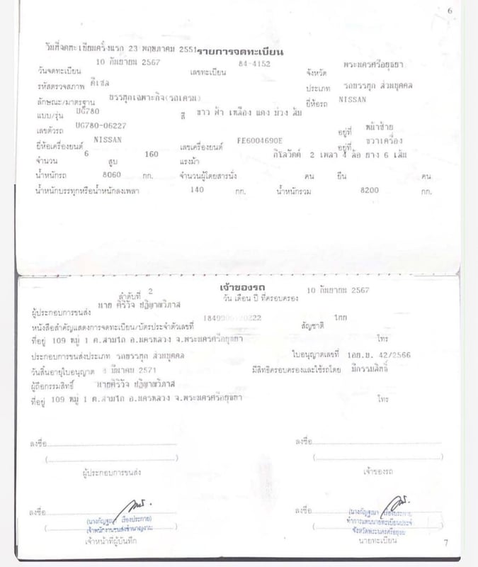 Nissan 6 ล้อเครน 7 ตัน  ราคา  550,000