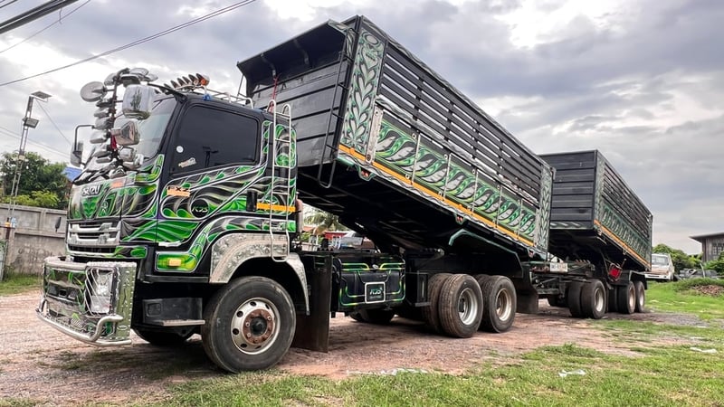 FXZ360 ดั้ม แม่+ลูก โทนดำเขียว ปี 55 อู่โชคชัย เนื้อๆ 28 ตัน 