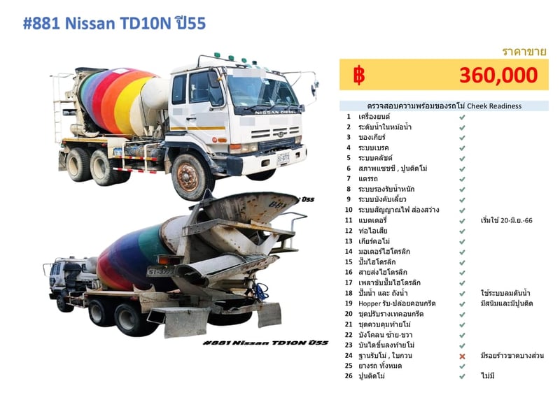 #881 NISSAN TD10N  275แรงม้า รถบรรทุก รถโม่ผสมปูน ปี2012