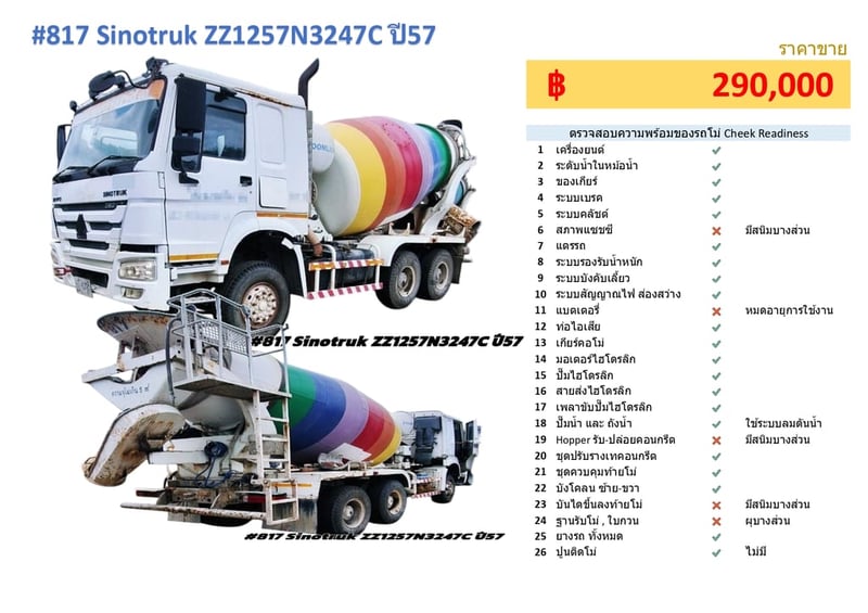 #817 SINOTRUK ZZ1257N3247C 340แรงม้า รถบรรทุก รถโม่ผสมปูน ปี2014