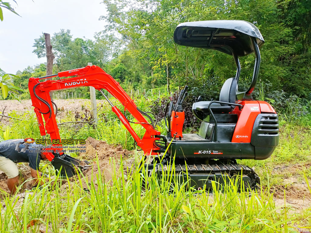 รถขุด แบคโฮ  Kubota K-015 ขนาด 1.5 ตัน PC15   คอนโทรลน้ำมัน แทรคเหล็ก ไลน์ไปป์ปิ้ง