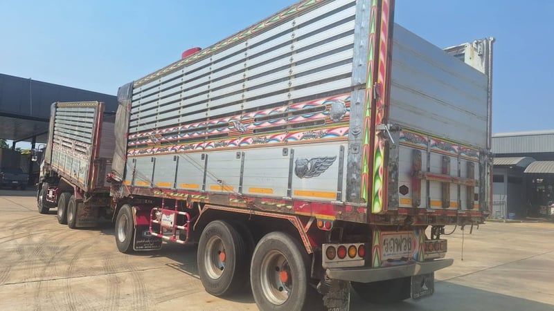 รถปี 57 FXZ360 กระบะยกได้มีข้างเสริมติดตะแกรง  พ่วงแบบยกเทได้มีข้างเสริม