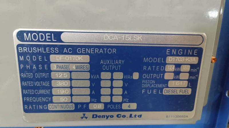 NEW DENYO DCA15LSK เครื่องปั่นไฟมือหนึ่ง NEW DENYO DCA15LSK เครื่องปั่นไฟมือหนึ่ง