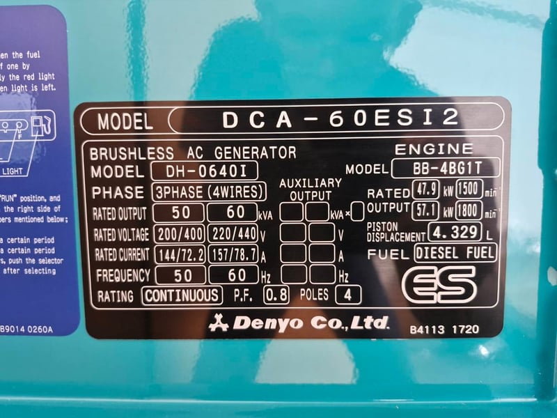 NEW DENYO DCA60ESI2 เครื่องปั่นไฟมือหนึ่ง