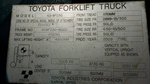 ขายถูก TOYOTA 62-8FD30  น้ำหนักยก 3 ตัน เสายกสูง 6 เมตร 3