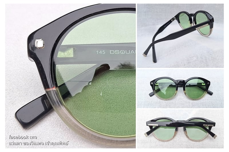 แว่นตาอิตาเลียนลักซ์ชัวรีแบรนด์ร่วมสมัยแถวหน้าของโลก ดีสแควร์²–DSQUARED² ตัวแท้ มือหนึ่ง สต็อกเก่าทศวรรษ 2010 ผลงานของยอดศิลปินนักออกแบบ ดีน และ แดน คาเท็น–DEAN & DAN CATEN เลนส์กระจกคริสตัลฝรั่งเศส สีเขียวธรรมชาติ ป้องกัน UV100% น.น.44g ขนาดมาตรฐาน–Standard One Size 137mm สวมใส่ได้ทุกขนาดใบหน้า
