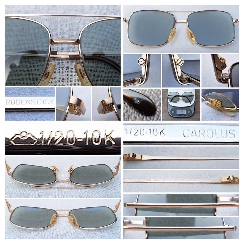 แว่นตาเทพเจ้าของชาวเยอรมัน โรเดนสต็อค–RODENSTOCK รุ่นหายาก คาโรลุส–CAROLUS SERIES กรอบทองคำแท้–หุ้ม 10KGF สัดส่วนทองคำบริสุทธิ์ 41.67% โมเดลคลาสสิค–นักบิน–คาราวานทหาร–คานยาว¹ สภาพเทพ เก่าเก็บทศวรรษ 1960 เลนส์กระจกคริสตัล ROHTO OPHTHALMIC ป้องกัน UV100% น.น.38g ขนาดมาตรฐานโมเดลนี้ 138mm