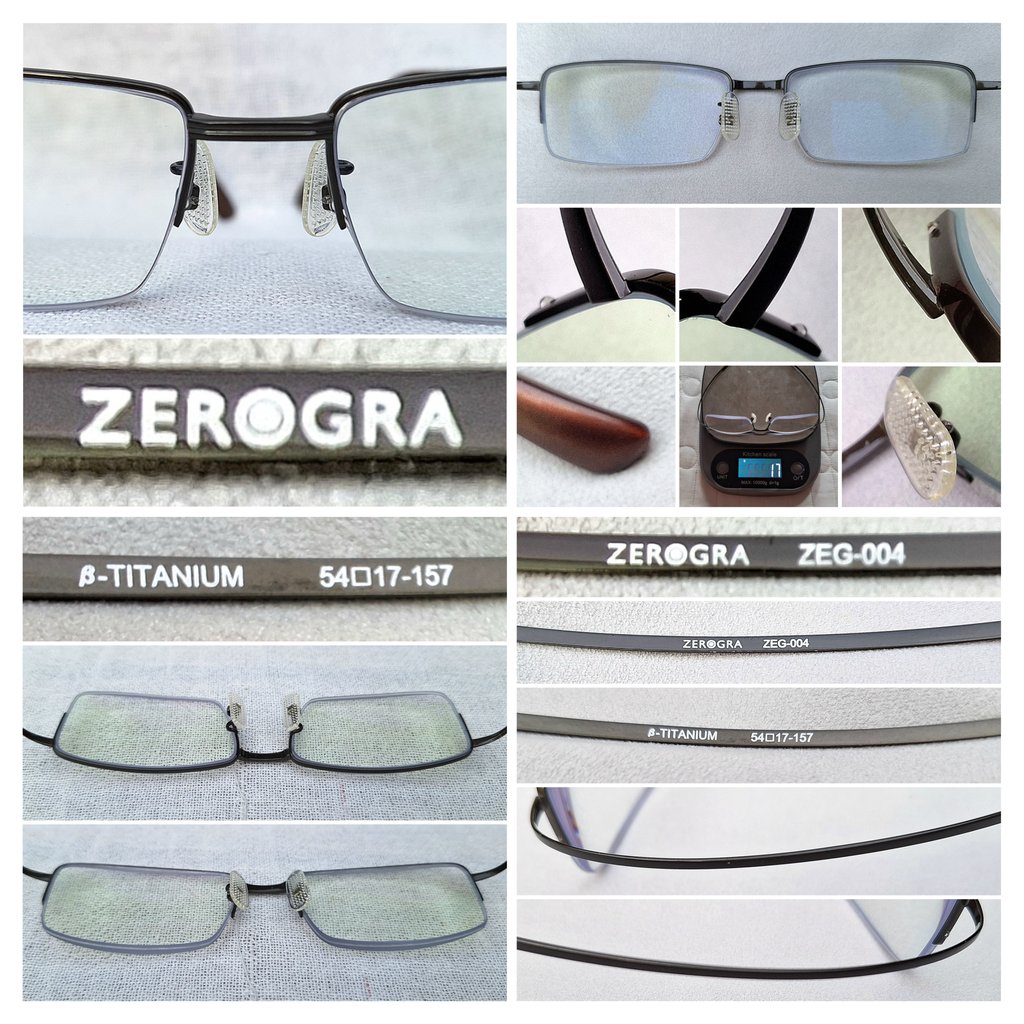 แว่นสายตาอเมริกันแคลิฟอร์เนียนสายพันธุ์ซาบาเอะ ซีโรกรา–ZEROGRA ตัวแท้ สภาพเทพ เก่าเก็บต้นทศวรรษ 2010 ผลงานศิลปินนักออกแบบชาวญี่ปุ่น โอกิ ซาโตะ กรอบวัสดุไฮเอนด์–เบต้าไทเทเนียม เลนส์บลูโพรเทคมัลติโค้ท ค่าสายตา +300 ป้องกันแสงสีฟ้าที่อันตรายจากคอมพิวเตอร์ทุกชนิด น.น.17g ขนาดมาตรฐาน–ฟรีไซซ์ 128–150mm