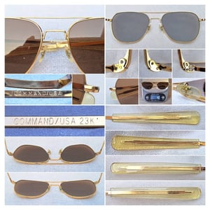 1 ใน 4 โคตรแว่นตาอเมริกันเสืออากาศยุคสงครามเวียดนาม คอมมานด์–COMMAND ตัวแท้ สภาพเทพ เก่าเก็บทศวรรษ 1970 กรอบทอง 23KGP อะร้าอร่ามสุดๆ โคตรเลนส์กระจกคริสตัลพระเจ้าล้ำค่า CARL ZEISS JENA ที่ได้รับยกย่องว่าดีที่สุดตลอดกาลของชนชาติเยอรมัน ขนาดมาตรฐาน–ใหญ่ 147mm สวมใส่ได้ทุกขนาดใบหน้า