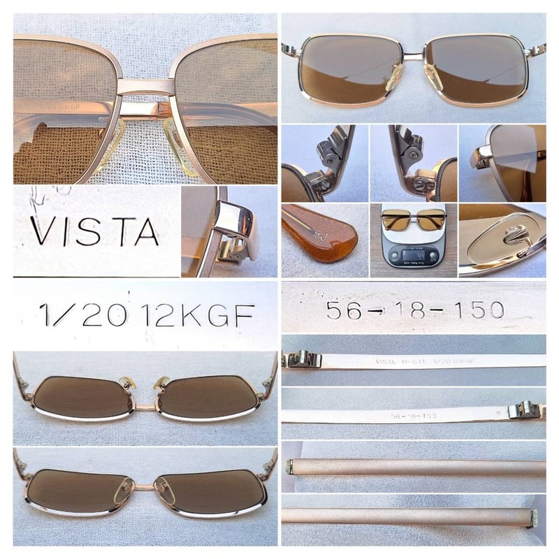 แว่นตาทองคำแท้–หุ้ม 12 KGF สัดส่วนทองคำบริสุทธิ์ 50% แห่งยุคโชวะ วิสต้า–VISTA ตัวแท้ มือหนึ่ง สต็อกเก่าทศวรรษ 1970 โมเดลอมตะ–สี่เหลี่ยม–คลาสสิก โคตรเลนส์กระจกอิตาเลียนวินเทจ ซาฟิโร–SAFILO หายาก สีน้ำตาล–ตอร์ติญ่า มองเห็นดวงตาผู้สวมใส่ ป้องกันรังสี UV 100% น.น.44g ขนาดมาตรฐาน–ใหญ่ 144mm