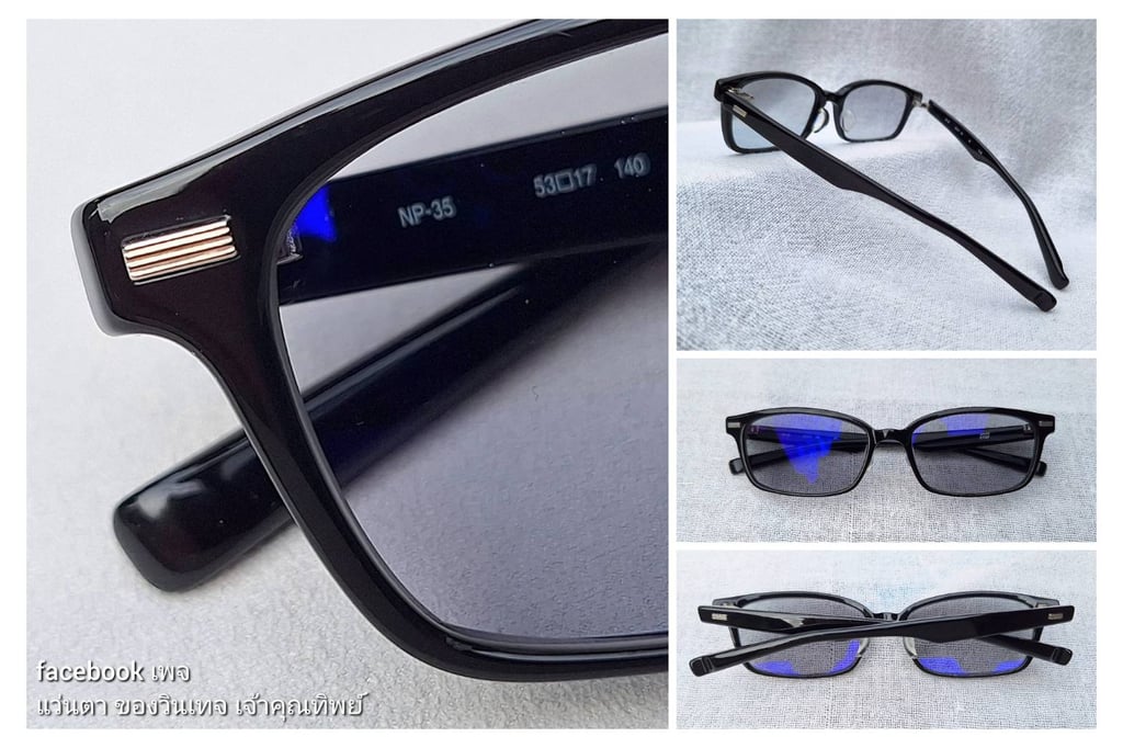 1 ในซีรีส์แว่นตาแฮนด์คราฟท์ที่มีชื่อเสียงที่สุดของ โฟร์นายส์–999.9 รุ่น NP–35 ตัวแท้ มือหนึ่ง สต็อกเก่าฤดูใบไม้ผลิ ค.ศ.2014 กรอบอะซีเทต–อนุพันธุ์เส้นใยฝ้าย–ดำ เลนส์ออโต้โพลีคาร์บอเนท ปรับสีอัตโนมัติ บานพับ Gyaku–R ลิขสิทธิ์ของโฟร์นายส์ ขนาดมาตรฐาน–Standard One Size 139mm สวมใส่ได้ทุกขนาดใบหน้า 