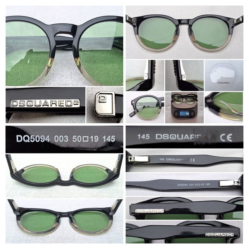 แว่นตาอิตาเลียนลักซ์ชัวรีแบรนด์ร่วมสมัยแถวหน้าของโลก ดีสแควร์²–DSQUARED² ตัวแท้ มือหนึ่ง สต็อกเก่าทศวรรษ 2010 ผลงานของยอดศิลปินนักออกแบบ ดีน และ แดน คาเท็น–DEAN & DAN CATEN เลนส์กระจกคริสตัลฝรั่งเศส สีเขียวธรรมชาติ ป้องกัน UV100% น.น.44g ขนาดมาตรฐาน–Standard One Size 137mm สวมใส่ได้ทุกขนาดใบหน้า