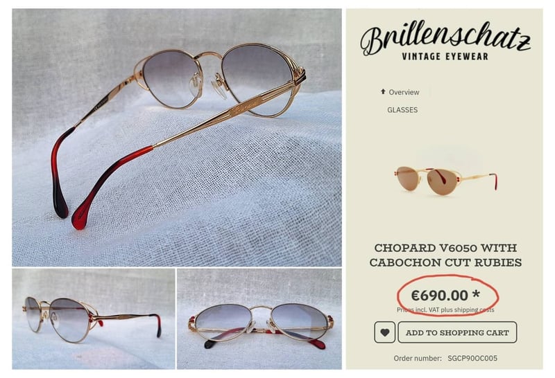 แว่นตาลักซ์ชัวรีแบรนด์สวิสหายากระดับนักสะสม โชปาร์ด–CHOPARD V 6050 กรอบทอง 23KT GP สีน้ำผึ้ง–Honey Gold Frame ประดับอัญมณีทับทิมแท้ 4 เม็ด โอ พระเจ้า.. เลนส์โพลีคาร์บอเนตกันแดด สีเทาท้องฟ้า–ไล่ระดับ มองเห็นดวงตาผู้สวมใส่ ป้องกันรังสี UV 100% ขนาดมาตรฐาน 139mm สวมใส่ได้ทุกขนาดใบหน้า