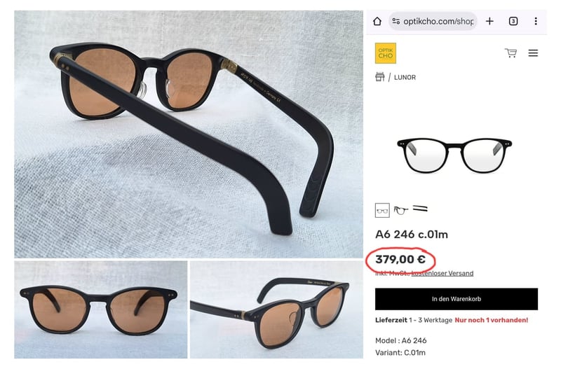 ที่สุดแห่งแว่นตาเยอรมันแฮนด์คราฟท์ยุคใหม่ ลูเนอร์–LUNOR รุ่นเรือธง A6 246 รุ่นเดียวที่ แดเนียล เคร็ก–เจมส์ บอนด์ 007 สวมใส่เป็นประจำ โคตรเลนส์กระจกพระเจ้า CARL ZEISS JENA ที่ได้รับยกย่องว่าดีที่สุดตลอดกาลของชนชาติเยอรมัน ขนาด Standard One Size 137mm ผลิตไซซ์เดียว เหมาะสำหรับผู้มีใบหน้าขนาดกลาง–เล็ก