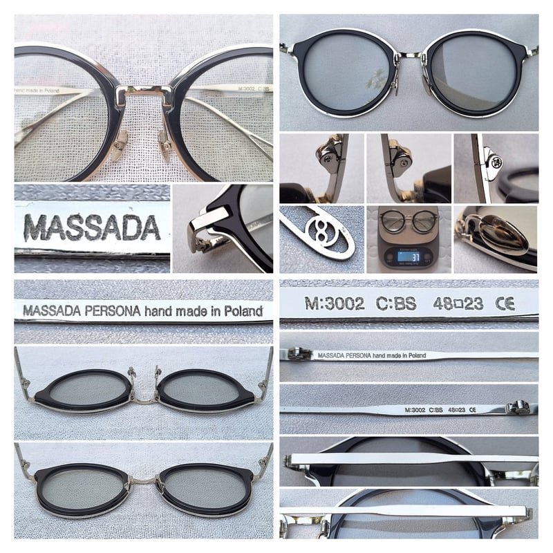 แว่นตาศิลปินอิสระจากสวิตเซอร์แลนด์ มาสซาดา–MASSADA ตัวแท้ ! สภาพเทพ ใช้งานสุดทนุถนอม ผลงานทศวรรษ 2010 ของยอดศิลปินนักออกแบบ คริส มาสทาเลิร์ซ และ เคท ลูปินสกี เลนส์กระจกออโต้ฝรั่งเศส มองเห็นดวงตาผู้สวมใส่ ป้องกัน UV100% น.น.37g ขนาดมาตรฐาน–Standard One Size 145mm สวมใส่ได้ทุกขนาดใบหน้า