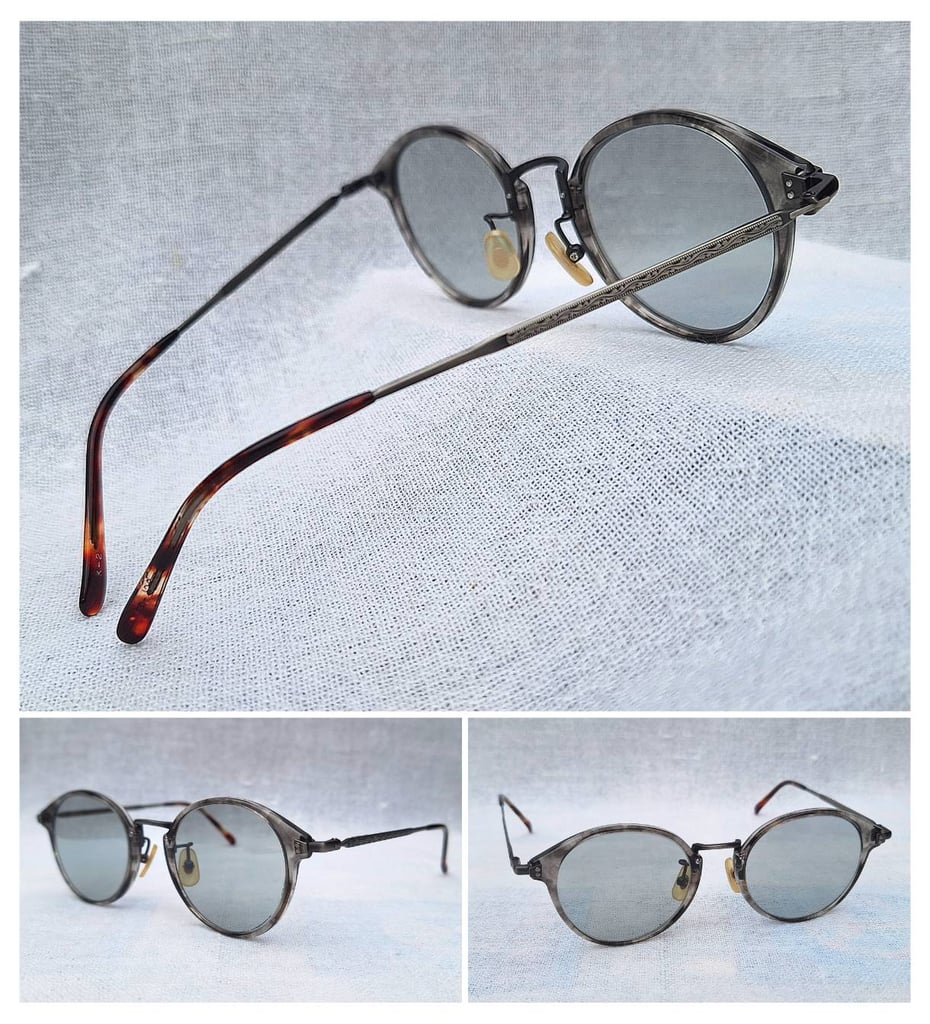 แว่นตาแฮนด์คราฟท์ฝรั่งเศสในตำนานศตวรรษที่ 20 เลส อัลส์–LES HALLES ตัวแท้ สภาพเทพ เก่าเก็บทศวรรษ1980 โมเดลอาร์ติสท์ หยดน้ำ–แพนโต้ จอห์น เลนนอน เลนส์กระจกคริสตัลญี่ปุ่นล้ำค่า ทิลโก้–TILCO by T.T. Lens Co.,Ltd มองเห็นดวงตาผู้สวมใส่ ขนาดมาตรฐาน–Standard One Size140mm ผลิตไซซ์เดียว สวมใส่ได้ทุกขนาดใบหน้า