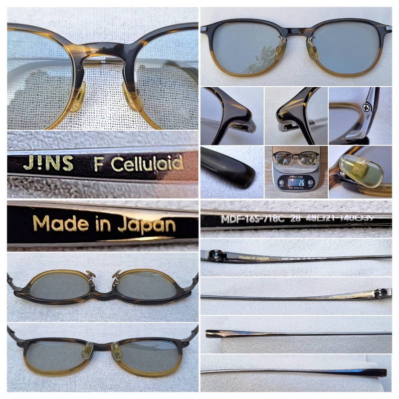 แว่นตาพรีเมียมคอลเคชั่นที่ดีที่สุดของ จินส์ เจแปน : เซลลูลอยด์ พบ ซาบาเอะ–JINS JAPAN : Celluloid Meet Sabae Collection สภาพเทพ เก่าเก็บทศวรรษ2010 โมเดลคลาสสิก–บอสซิงตัน เลนส์กระจกคริสตัลญี่ปุ่นล้ำค่า ทิลโก้–TILCO by T.T. Lens Co., Ltd มองเห็นดวงตาผู้สวมใส่ น.น.26g ขนาดมาตรฐาน–Standard One Size 140mm