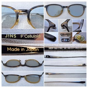 แว่นตาพรีเมียมคอลเคชั่นที่ดีที่สุดของ จินส์ เจแปน : เซลลูลอยด์ พบ ซาบาเอะ–JINS JAPAN : Celluloid Meet Sabae Collection สภาพเทพ เก่าเก็บทศวรรษ2010 โมเดลคลาสสิก–บอสซิงตัน เลนส์กระจกคริสตัลญี่ปุ่นล้ำค่า ทิลโก้–TILCO by T.T. Lens Co., Ltd มองเห็นดวงตาผู้สวมใส่ น.น.26g ขนาดมาตรฐาน–Standard One Size 140mm