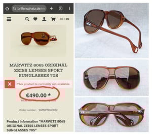 โคตรแว่นตาเยอรมันตะวันตก มาร์วิทซ์–ไซส์ MARWITZ–ZEISS ซีรีส์ตัวท็อป 8065 มือหนึ่ง สต็อกเก่าทศวรรษ 1970 อลังการงานสร้างสุดยอดวัสดุอ็อพทิล–Optyl สีอำพันโปร่งแสง โคตรเลนส์กระจกพระเจ้า CARL ZEISS JENA ที่ได้รับยกย่องว่าดีที่สุดตลอดกาลของชนชาติเยอรมัน ขนาดมาตรฐาน–ใหญ่ 148mm อืม.. เต็มหน้าเต็มตาดีจริง ๆ