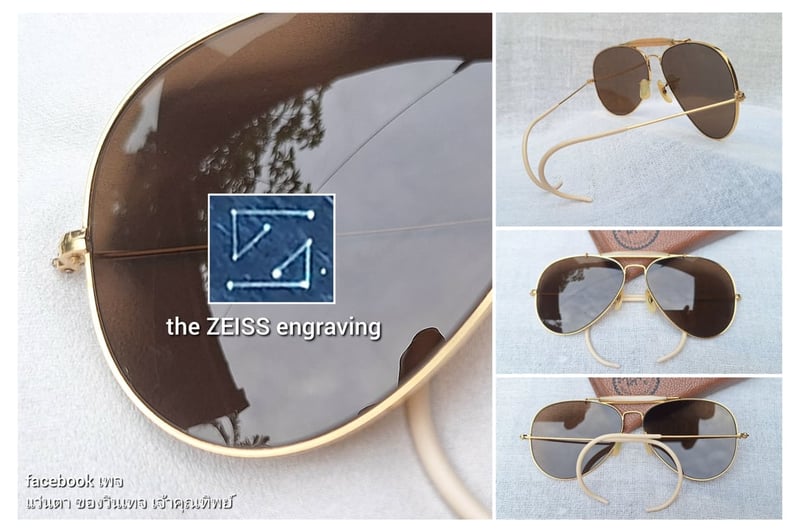 แว่นตา เรย์-แบน แสนสะท้าน ยูเอสเอ ตัวแท้–B&L RAY–BAN Aviator Outdoorsman MacArthur USA สภาพเทพ งามกริ๊บ เก่าเก็บทศวรรษ1970 คานบนประดับงา สนธิกำลังอย่างยิ่งใหญ่กับโคตรเลนส์กระจกพระเจ้า CARL ZEISS JENA ที่ได้รับยกย่องว่าดีที่สุดตลอดกาลของชนชาติเยอรมัน ขนาดมาตรฐาน–ใหญ่148mm อุ๊ต๊ะ เต็มหน้าเต็มตาดีจริงๆ