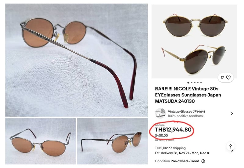 แว่นตาหัตถศิลป์จากแรงบันดาลใจของมหาวิหารโกธิค นิโคล โดย มัตสึดะ–NICOLE by MATSUDA 1 ในผู้ผลิตแว่นตาที่ดีที่สุดของญี่ปุ่น ตัวแท้ สภาพเทพ เก่าเก็บทศวรรษ1980 โคตรเลนส์กระจกพระเจ้า คาร์ล ไซส์ เยนา ที่ได้รับยกย่องว่าดีที่สุดตลอดกาลของชนชาติเยอรมัน ขนาดมาตรฐาน–Standard One Size128mm สวมใส่ได้ทุกขนาดใบหน้า