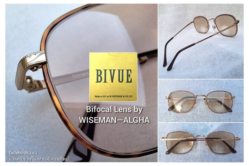 แว่นสายตาแฮนด์คราฟท์–ไบโฟคอลในตำนานศตวรรษที่ 20 จิออร์จิโอ วินเซนเต้–GIORGIO VINCENTE มือหนึ่ง ทศวรรษ 1990 กรอบไทเทเนียมบริสุทธิ์สีทอง โคตรเลนส์กระจกอังกฤษ 2 ชั้น BIVUE ของ ไวส์แมน–อัลก้า ค่าสายตายาว +275 มองไกล +50 ชัดแจ๋วถึงปลายฟ้า ใช้เป็นแว่นกันแดดได้ในตัว ขนาดมาตรฐาน–Standard One Size 138mm