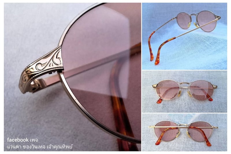 แว่นตาอิตาเลียนอาร์ติสท์–หยดน้ำแพนโต้–จอห์น เลนนอน ในตำนานศตวรรษที่ 20 คาเปลลินี–CAPPELLINI ตัวแท้ สภาพเทพ เก่าเก็บทศวรรษ 1990 กรอบโลหะสีทองเดินลาย เลนส์กระจกคริสตัลฝรั่งเศส หายาก สีกลีบบัว มองเห็นดวงตาผู้สวมใส่ ป้องกัน UV100% น.น.25g ขนาดมาตรฐานโมเดลนี้–Standard One Size137mm สวมใส่ได้ทุกขนาดใบหน้า