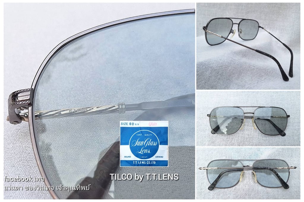 แว่นตาไทเทเนียมบริสุทธิ์เกรดพรีเมียมประดับแท่งทองขาวเนื้อตัน–Solid White Gold K14 เนื้อทองคำบริสุทธิ์ล้ำค่า 58.5% ปารีส มิกิ–PARIS MIKI ตัวแท้ สภาพเทพ เก่าเก็บทศวรรษ 1980 เลนส์กระจกคริสตัลญี่ปุ่น ทิลโก้–TILCO by T.T. Lens Co., Ltd น.น.31g ขนาดมาตรฐาน–Standard One size 138mm สวมใส่ได้ทุกขนาดใบหน้า