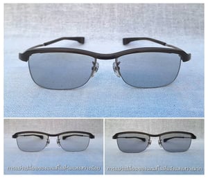 แว่นตาแฮนด์คราฟท์ชั้นสูงของญี่ปุ่น โฟร์นายส์–999.9 รุ่น M–31 ตัวแท้ สภาพเทพ คอลเลคชันฤดูใบไม้ผลิ ค.ศ.2014 กรอบไทเทเนียมบริสุทธิ์+เซลูโลสโพรพิโอเนต–CP เลนส์ออโต้โพลีคาร์บอเนท ปรับสีอัตโนมัติ ป้องกัน UV100% บานพับ Gyaku–R ลิขสิทธิ์ของโฟร์นายส์ น.น.เบาพิเศษ 21g ขนาดมาตรฐาน–Standard One Size 147mm