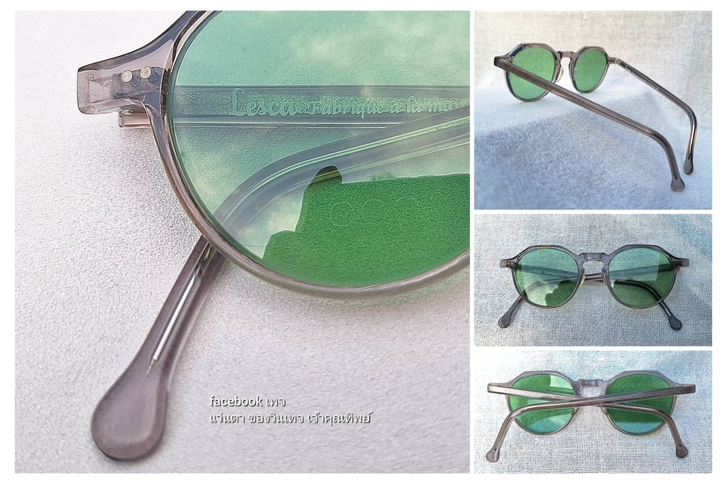 ที่สุดแห่งแว่นตาปาริเซียนแฮนด์คราฟท์ทศวรรษ 2000 เลสก้า–LESCA ตัวแท้ สภาพเทพ งามกริ๊บ ผลงานของ โจเอล เลสก้า บรมครูแว่นตาชาวฝรั่งเศส โมเดลคลาสสิค–มงกุฎ–หยดน้ำ–แพนโต้ เลนส์กระจกคริสตัลฝรั่งเศส สีเขียวธรรมชาติ น.น.31g ขนาดมาตรฐานโมเดลนี้ 132mm เหมาะสำหรับคนใบหน้าขนาดกลาง–เล็ก ไม่เหมาะสำหรับคนใบหน้าใหญ่