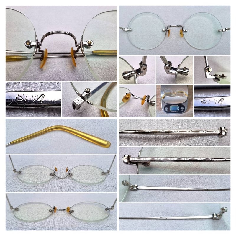 แว่นตาแฮนด์คราฟท์–หยดน้ำกลม–ไร้กรอบยุคโชวะ ราคานักศึกษา ป.โท เจแปนิสริมเลส–JAPANESE RIMLESS GLASSES 1950s เฟรมวัสดุคลาสสิก SPM Sun Platinum Metal–โลหะแพลทินัมแสงตะวัน เลนส์บลูโพรเทค มัลติโค้ท ค่าสายตา +200 ป้องกันแสงสีฟ้าที่อันตรายจากคอมพิวเตอร์ทุกชนิด ขนาดมาตรฐานโมเดลนี้120mm สวมใส่ได้ทุกขนาดใบหน้า