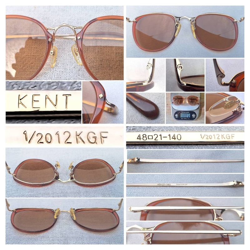 แว่นตาทองคำแท้–หุ้ม 12K GF สัดส่วนทองคำบริสุทธิ์ 50% เคนท์–KENT ตัวแท้ สภาพเทพ เก่าเก็บทศวรรษ 1980 อลังการงานสร้างโดยช่างฝีมือยุคโชวะ โคตรเลนส์กระจกคริสตัลพระเจ้า CARL ZEISS JENA ที่ได้รับยกย่องว่าดีที่สุดตลอดกาลของชนชาติเยอรมัน มองเห็นดวงตา น.น.27g ขนาดมาตรฐานโมเดลนี้ 131mm ไม่เล็ก สวมใส่สบายๆ