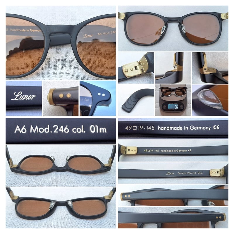 ที่สุดแห่งแว่นตาเยอรมันแฮนด์คราฟท์ยุคใหม่ ลูเนอร์–LUNOR รุ่นเรือธง A6 246 รุ่นเดียวที่ แดเนียล เคร็ก–เจมส์ บอนด์ 007 สวมใส่เป็นประจำ โคตรเลนส์กระจกพระเจ้า CARL ZEISS JENA ที่ได้รับยกย่องว่าดีที่สุดตลอดกาลของชนชาติเยอรมัน ขนาด Standard One Size 137mm ผลิตไซซ์เดียว เหมาะสำหรับผู้มีใบหน้าขนาดกลาง–เล็ก