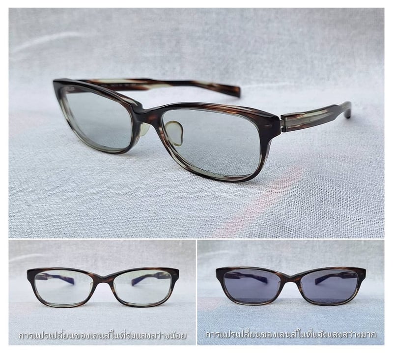 แว่นตาแฮนด์คราฟท์ชั้นสูงของญี่ปุ่น โฟร์นายส์–999.9 รุ่นAP–02 ตัวแท้ สภาพเทพ เก่าเก็บฤดูใบไม้ผลิ ค.ศ.2013 กรอบอะซีเทต–อนุพันธุ์เส้นใยฝ้าย–ลายกระ เลนส์ออโต้โพลีคาร์บอเนท ปรับสีอัตโนมัติ ป้องกันUV100% บานพับ Gyaku–R ลิขสิทธิ์ของโฟร์นายส์ น.น.23g ขนาดมาตรฐาน–Standard One Size140mm สวมใส่ได้ทุกขนาดใบหน้า