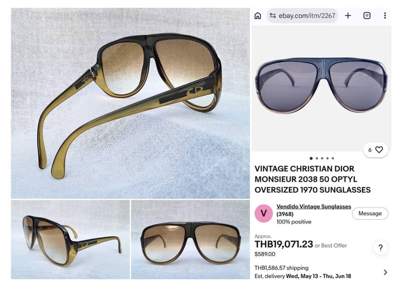 แว่นตาฝรั่งเศสแถวหน้าของโลก คริสเตียน ดิออร์ ปารีส–CHRISTIAN DIOR PARIS รุ่นสุภาพบุรุษ–Monsieur Series มือหนึ่ง สต็อกเก่าทศวรรษ 1980 กรอบอ็อพทิล–ทูโทนคัลเลอร์–โปร่งแสง เลนส์โพลีคาร์บอเนตกันแดด สีเขียวมะกอก–ไล่ระดับ มองเห็นดวงตาผู้สวมใส่ ป้องกัน UV100% น.น.33g ขนาดมาตรฐาน–ใหญ่ 145mm