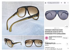 แว่นตาฝรั่งเศสแถวหน้าของโลก คริสเตียน ดิออร์ ปารีส–CHRISTIAN DIOR PARIS รุ่นสุภาพบุรุษ–Monsieur Series มือหนึ่ง สต็อกเก่าทศวรรษ 1980 กรอบอ็อพทิล–ทูโทนคัลเลอร์–โปร่งแสง เลนส์โพลีคาร์บอเนตกันแดด สีเขียวมะกอก–ไล่ระดับ มองเห็นดวงตาผู้สวมใส่ ป้องกัน UV100% น.น.33g ขนาดมาตรฐาน–ใหญ่ 145mm