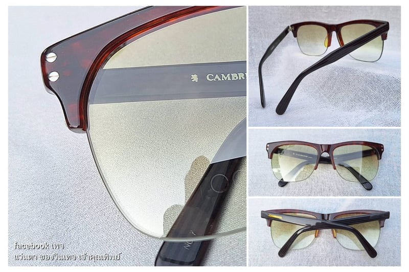 แว่นตาปัญญาชนอังกฤษในตำนานศตวรรษที่ 20 เคมบริดจ์–CAMBRIDGE INIV ตัวแท้ สภาพเทพ เก่าเก็บทศวรรษ 1980 กรอบอะซีเทตเกรดพรีเมียม–ลายกระ โมเดลคลาสสิก–เวย์ฟาเรอร์–ผู้สัญจรบนหนทางไกล เลนส์โพลีคาร์บอเนตกันแดด สีเขียวมะกอก–สว่าง–ไล่ระดับ มองเห็นดวงตาผู้สวมใส่ ป้องกัน UV100% น.น.32g ขนาดมาตรฐานโมเดลนี้ 143mm