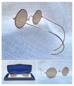 แว่นตาโบราณ 100 ปี อเมริกัน วินด์เซอร์–AMERICAN WINDSOR GLASSES ตัวแท้ สภาพเทพ กรอบทองคำแท้–หุ้ม 12K GF ไม่ตอกตัวอักษร สัดส่วนทองคำบริสุทธิ์ 50% โคตรเลนส์กระจกคริสตัล–ออโต้–อิตาเลียน บาร์เบรินี–BARBERINI ที่ได้รับยกย่องว่าเป็น 1 ในเลนส์กระจกแว่นตาที่ดีที่สุดในโลก ขนาดมาตรฐาน–ใหญ่ของโมเดลนี้ 120mm