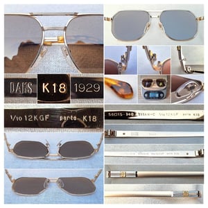 แว่นตาตราสารพระราชทานแห่งราชสำนักอังกฤษ ประดับทองคำแท้ 18K–Solid Gold K18 ทองเนื้อตันบริสุทธิ์75% โอ พระเจ้า แด็กซ์–DAKS LONDON ลิมิเต็ดเอดิชั่น 1929 มือหนึ่ง ทศวรรษ80 กรอบทองคำแท้–หุ้ม12K GF สัดส่วนทองคำบริสุทธิ์50% เลนส์กระจกพระเจ้า คาร์ล ไซส์ เยนา ที่ได้รับยกย่องว่าดีที่สุดตลอดกาลของชนชาติเยอรมัน