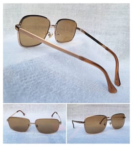 แว่นตาทองคำแท้–หุ้ม 12 KGF สัดส่วนทองคำบริสุทธิ์ 50% แห่งยุคโชวะ วิสต้า–VISTA ตัวแท้ มือหนึ่ง สต็อกเก่าทศวรรษ 1970 โมเดลอมตะ–สี่เหลี่ยม–คลาสสิก โคตรเลนส์กระจกอิตาเลียนวินเทจ ซาฟิโร–SAFILO หายาก สีน้ำตาล–ตอร์ติญ่า มองเห็นดวงตาผู้สวมใส่ ป้องกันรังสี UV 100% น.น.44g ขนาดมาตรฐาน–ใหญ่ 144mm