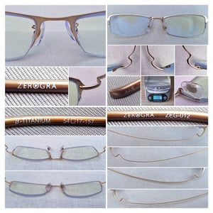 แว่นสายตาอเมริกันแคลิฟอร์เนียนสายพันธุ์ซาบาเอะ ซีโรกรา-ZEROGRA ตัวแท้ สภาพเทพ เก่าเก็บกลางทศวรรษ 2010 ผลงานศิลปินชาวญี่ปุ่น โอกิ ซาโตะ กรอบวัสดุไฮเอนด์–เบต้าไทเทเนียม เลนส์บลูโพรเทคมัลติโค้ท ค่าสายตา +250 ป้องกันแสงสีฟ้าที่อันตรายจากคอมพิวเตอร์ทุกชนิด น.น. เบาพิเศษ 15g ขนาดมาตรฐาน–ฟรีไซซ์ 128–145mm