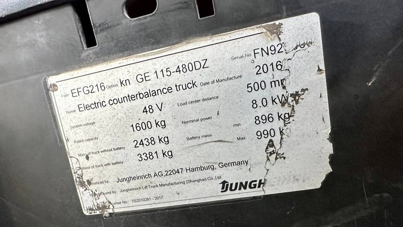 235 รถไฟฟ้านั่งขับ Jungheinrich EFG216