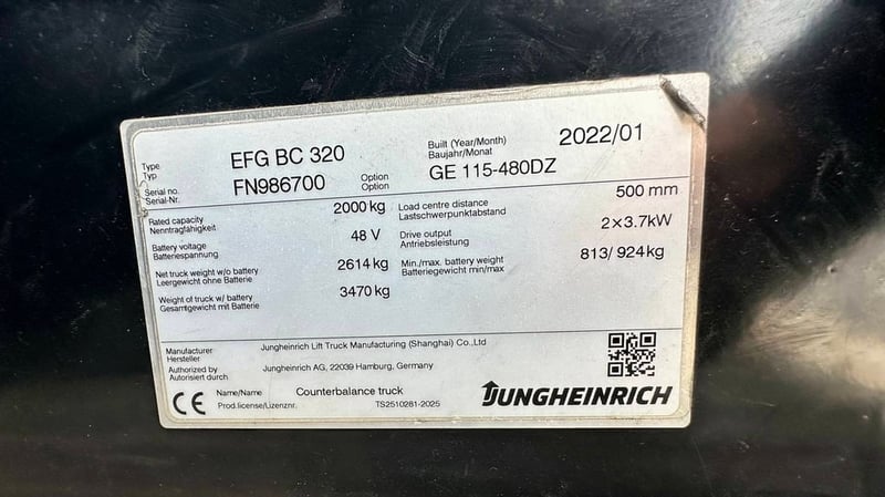 233 รถไฟฟ้านั่งขับ Jungheinrich EFG320BC 